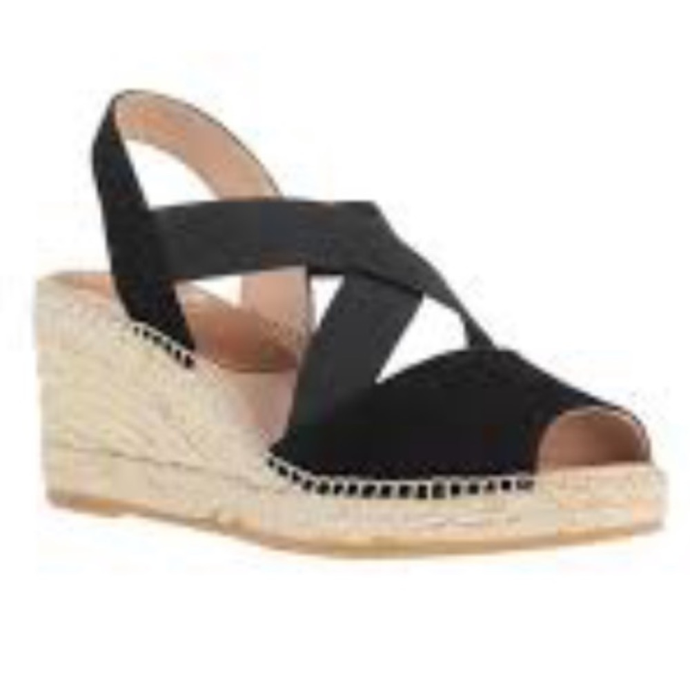 New Kanna Suede Espadrille Wedge Sandals Black